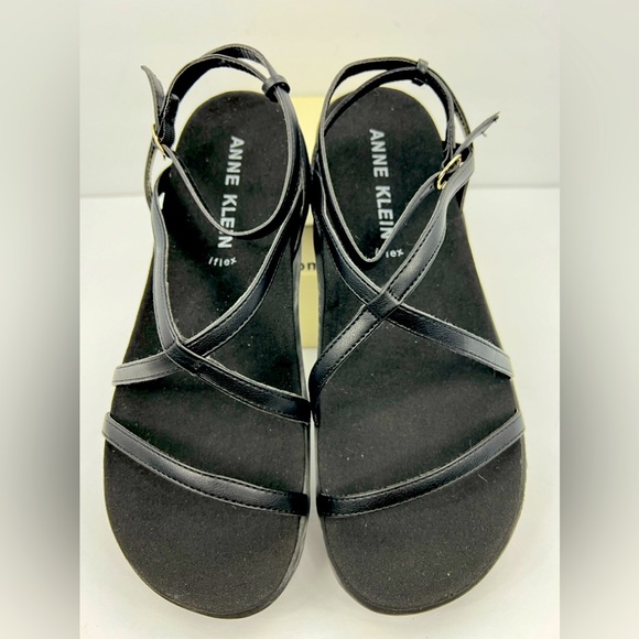 ANNE KLEIN BLACK PLATFORM STRAP SANDALS, INSOLE IS SUPER CUSHIONY, SIZE 9.5M - Picture 9 of 16